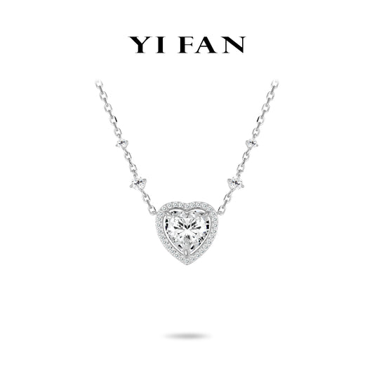 Pure Radiance Collection: Modern "Icy Shining Love Heart" exquisite unique chain Necklace (big carat)