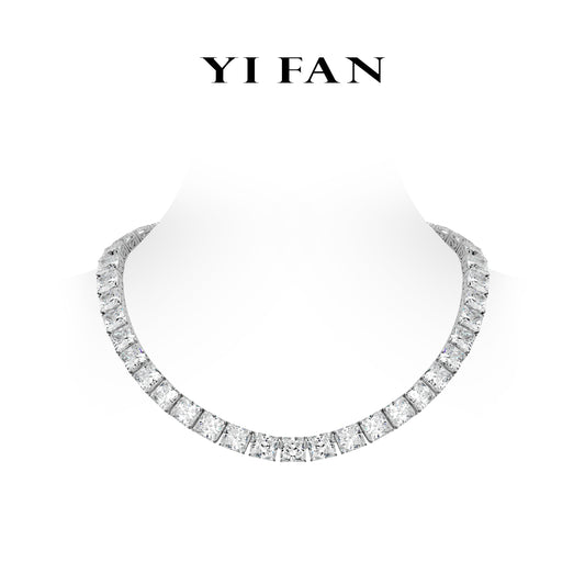 Pre-order High Jewelry Collection: Luxury "Celestial Glacier Icy Princess-Cut” detailed Tennis Collar Necklace