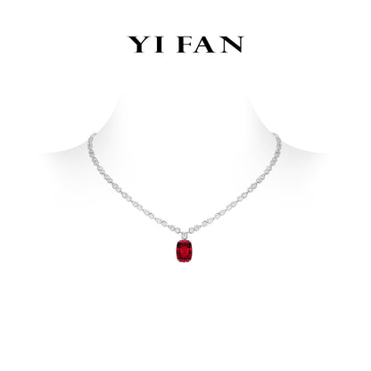 Ruby Color collection: Luxury "Eternal Flame Honeycomb Chain" detailed Necklace （with extension）