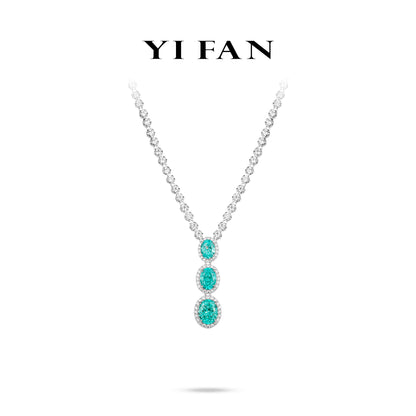 Paraíba Color collection: Luxury Multi-purpose "Stellar Aqua Cascade" unique Tennis Necklace