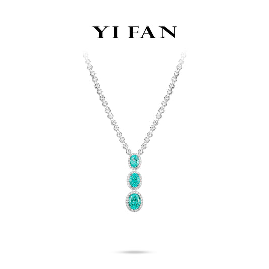 Paraíba Color collection: Luxury Multi-purpose "Stellar Aqua Cascade" unique Tennis Necklace