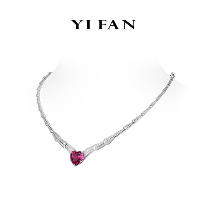 High Jewelry Ruby Color collection: Luxury "Scarlet Flaming Heart" detailed Banquet Necklace