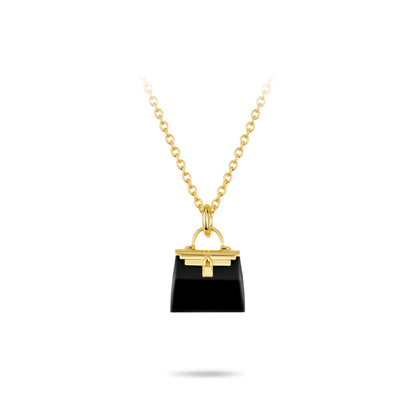 Chic Miniature Collection: Modern "Petite Black Bag" detailed Pendant/Necklace