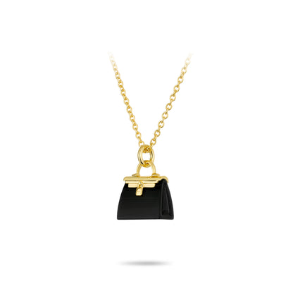 Chic Miniature Collection: Modern "Petite Black Bag" detailed Pendant/Necklace