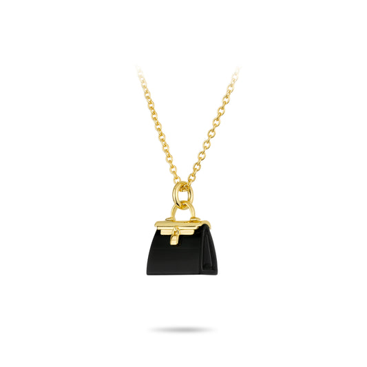 Chic Miniature Collection: Modern "Petite Black Bag" detailed Pendant/Necklace
