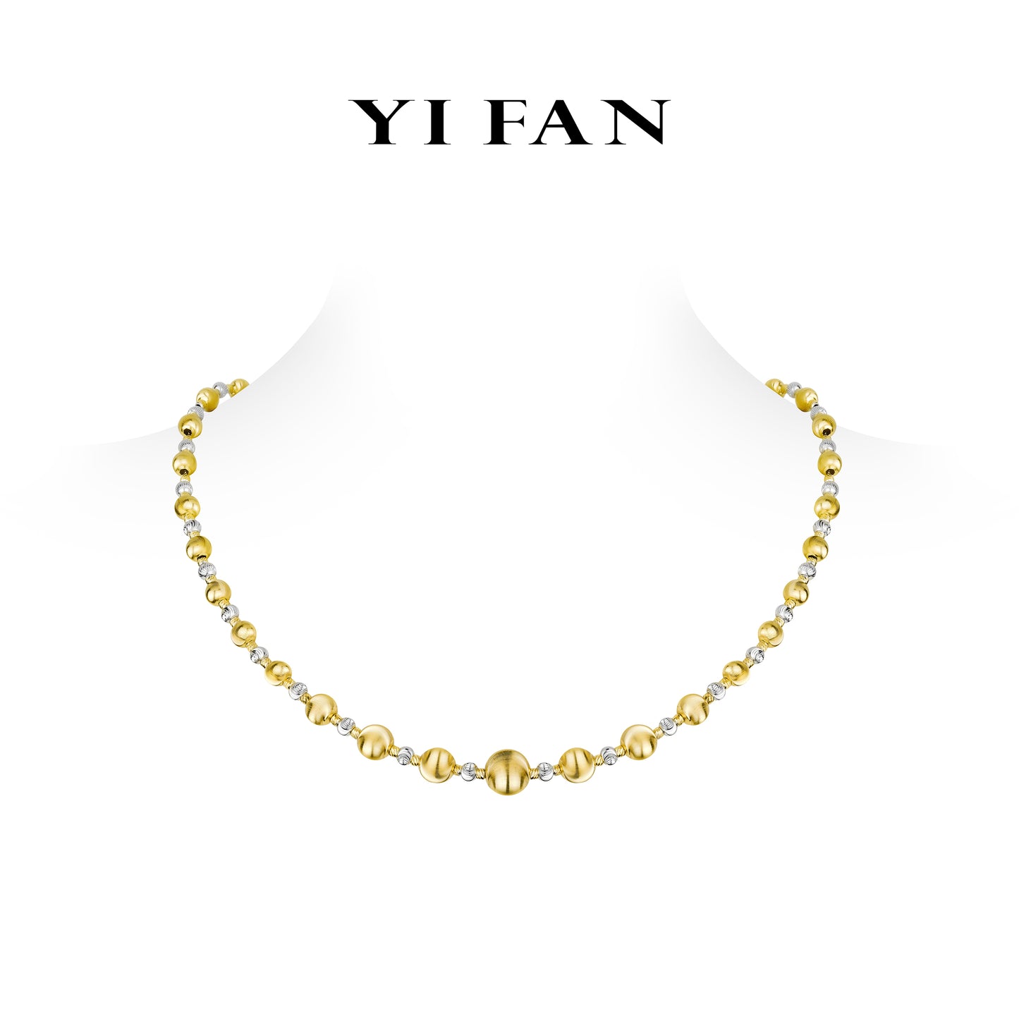 Golden Harmony Collection: Modern "Sun and Moon Melody" detailed CNC engraved Cat's Eye Effect Beads Necklace