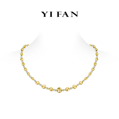 Golden Harmony Collection: Modern "Sun and Moon Melody" detailed CNC engraved Cat's Eye Effect Beads Necklace