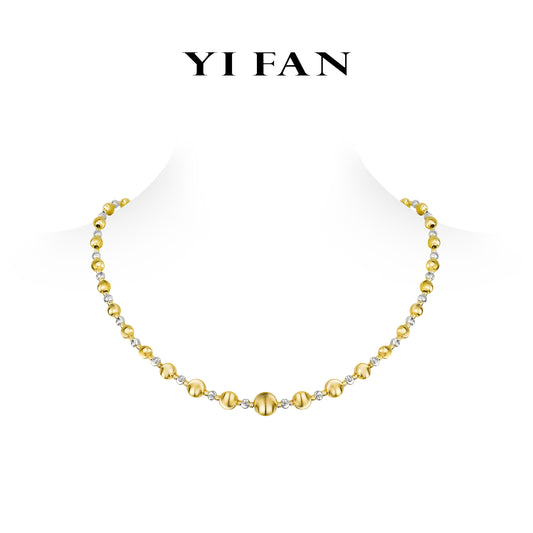 Golden Harmony Collection: Modern "Sun and Moon Melody" detailed CNC engraved Cat's Eye Effect Beads Necklace