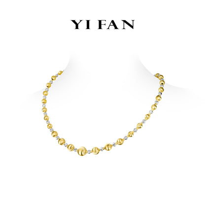 Golden Harmony Collection: Modern "Sun and Moon Melody" detailed CNC engraved Cat's Eye Effect Beads Necklace