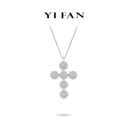 Bloom & Gleam Collection: Modern "Celestial Bloom Ensemble Cross" exquisite Pendant/Necklace (Unisex)