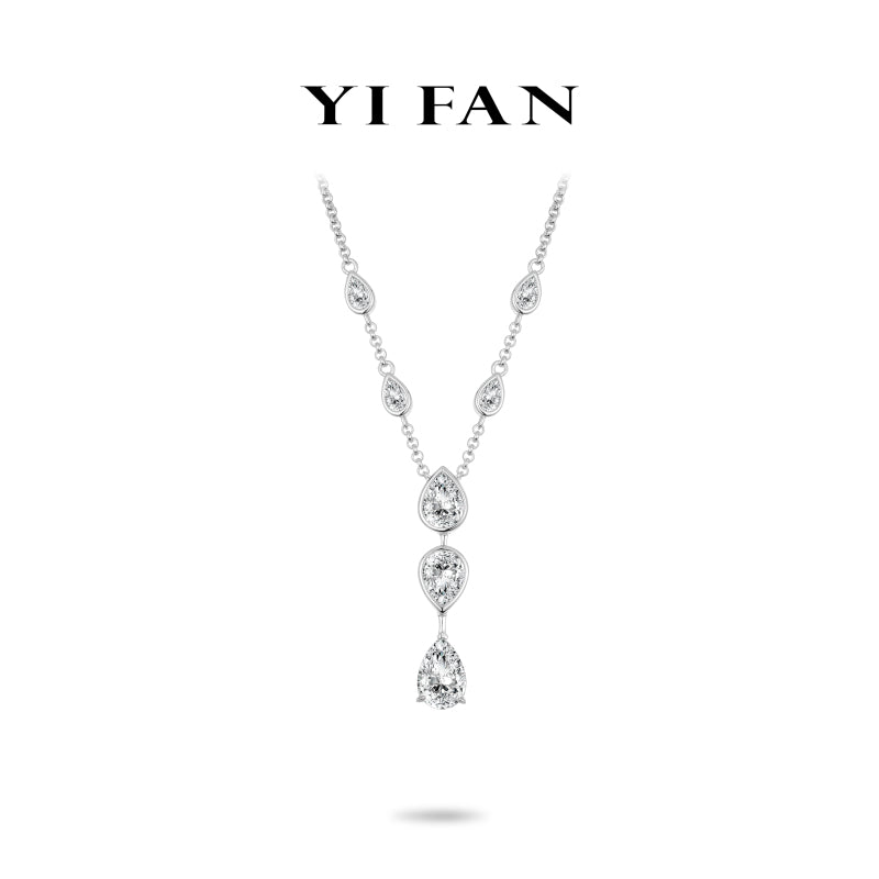 Ethereal Sparkle Collection: Modern "Astral Teardrop Cascade” exquisite Y-shape Necklace