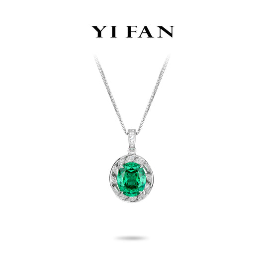 Paraíba Color collection: Modern "Verdant Enchantment" detailed Pendant/Necklace