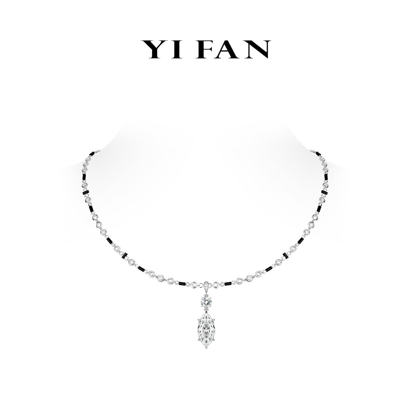 Monochrome Sparkle Collection: Multi-purpose "Noir & Blanc Marquise Drop" exquisite Pendant/Necklace