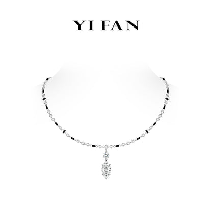 Monochrome Sparkle Collection: Multi-purpose "Noir & Blanc Marquise Drop" exquisite Pendant/Necklace