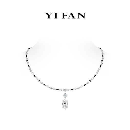 Monochrome Sparkle Collection: Multi-purpose "Noir & Blanc Marquise Drop" exquisite Pendant/Necklace