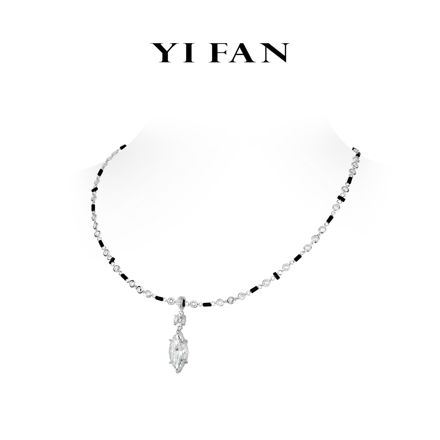 Monochrome Sparkle Collection: Multi-purpose "Noir & Blanc Marquise Drop" exquisite Pendant/Necklace