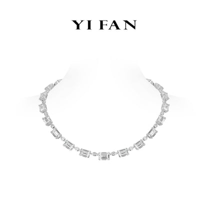 High Jewelry Collection: Luxury "Celestial Glacier Frosted Echo" detailed Tennis Necklace (Unisex)