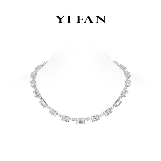 High Jewelry Collection: Luxury "Celestial Glacier Frosted Echo" detailed Tennis Necklace (Unisex)