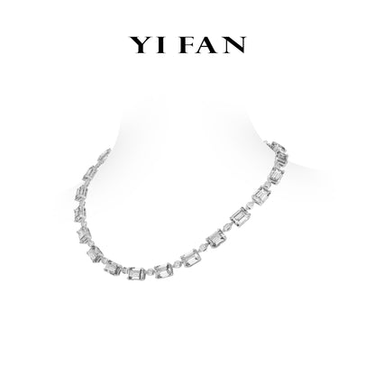 High Jewelry Collection: Luxury "Celestial Glacier Frosted Echo" detailed Tennis Necklace (Unisex)