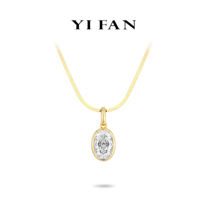 Gilded Radiance Collection: Glamorous "Oval Golden Luster" exquisite Pendant with unique Chain Necklace