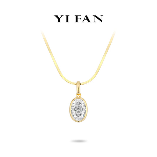 Gilded Radiance Collection: Glamorous "Oval Golden Luster" exquisite Pendant with unique Chain Necklace
