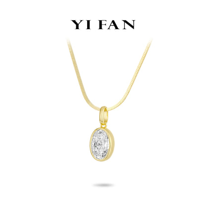 Gilded Radiance Collection: Glamorous "Oval Golden Luster" exquisite Pendant with unique Chain Necklace