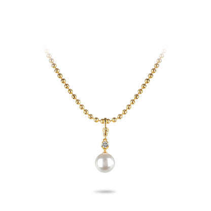 Golden time High Jewelry collection: Modern Handcrafted Golden Beads White Pearl with unique clasp Pendant Necklace (Unisex, multi-fuction)