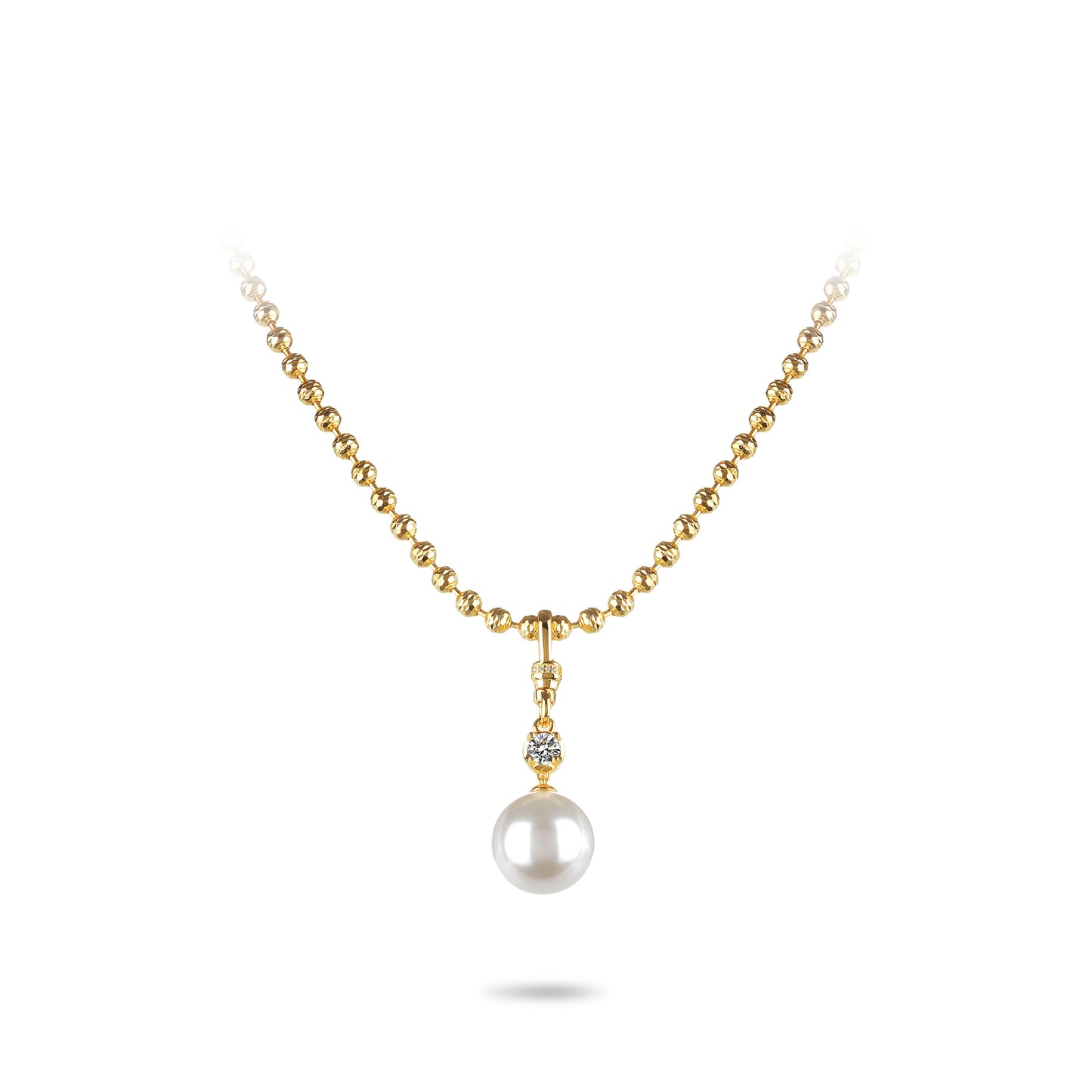 Golden time High Jewelry collection: Modern Handcrafted Golden Beads White Pearl with unique clasp Pendant Necklace (Unisex, multi-fuction)