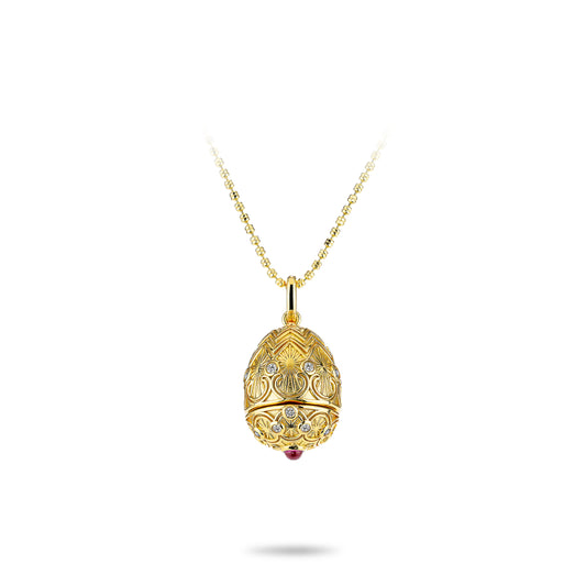 Golden time Limited Edition Collection: Red Heart, Dove Egg Box Pendant Necklace (chain for free)