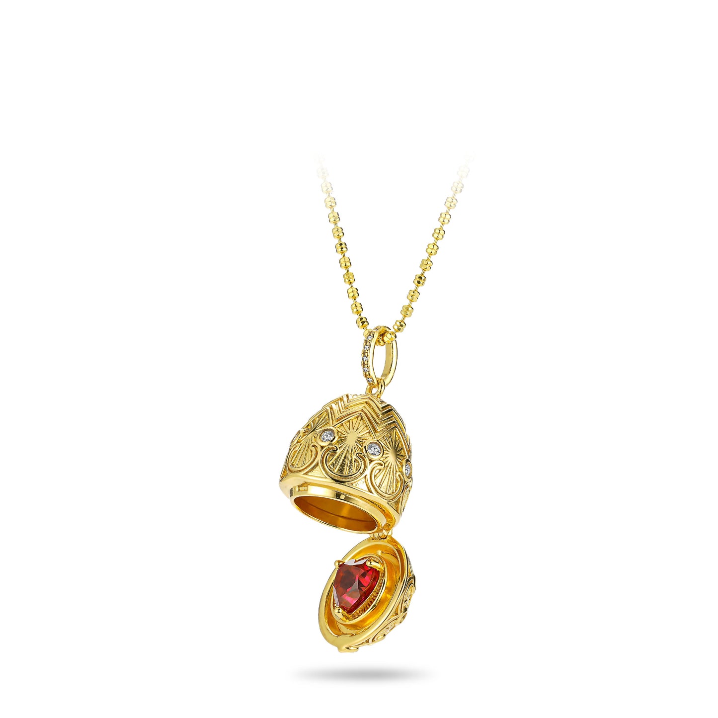 Golden time Limited Edition Collection: Red Heart, Dove Egg Box Pendant Necklace (chain for free)