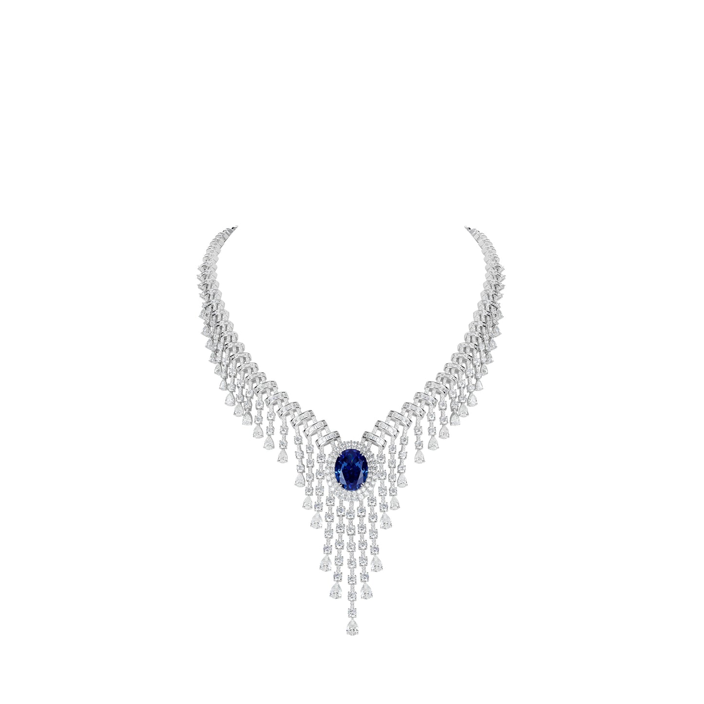 High jewelry collection: Luxury "Blue Pigeon Egg" Tassel Necklace for Banquet