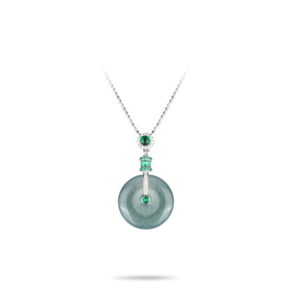 Limited edition：Rare Sky Blue-Green Jade Amulet Pendant Necklace