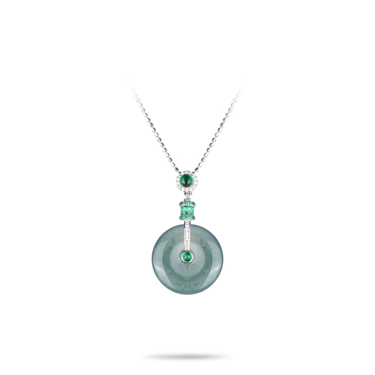 Limited edition：Rare Sky Blue-Green Jade Amulet Pendant Necklace