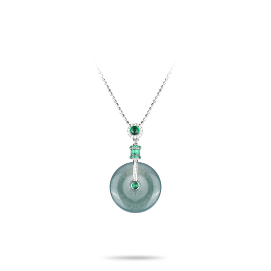 Limited edition：Rare Sky Blue-Green Jade Amulet Pendant Necklace