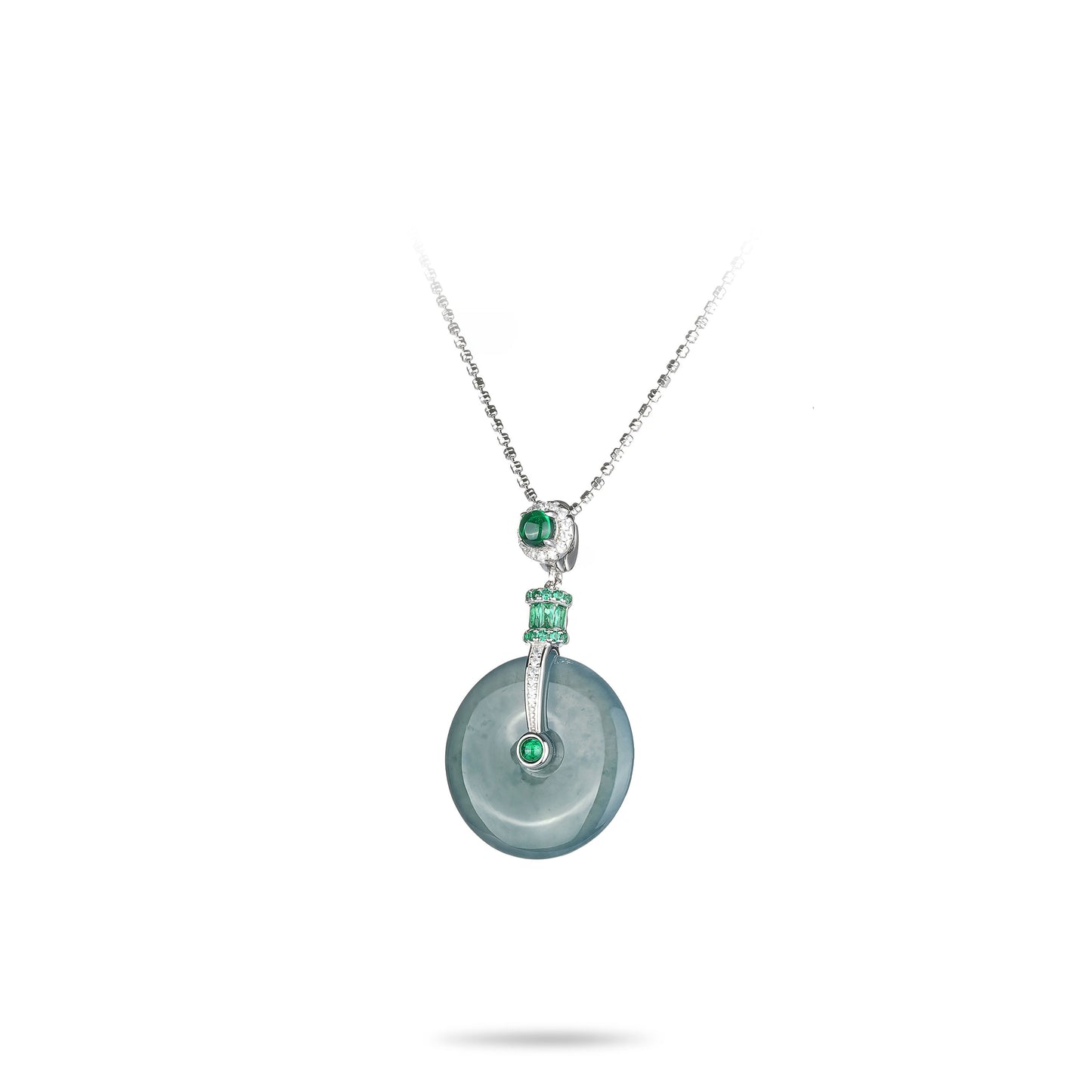 Limited edition：Rare Sky Blue-Green Jade Amulet Pendant Necklace