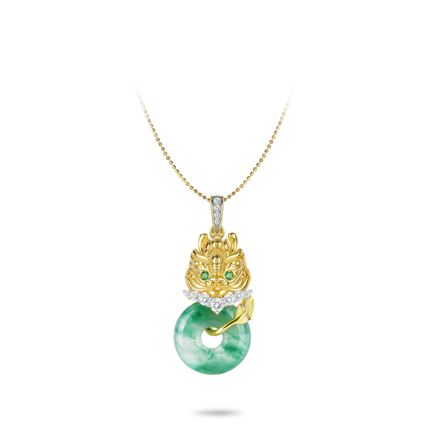 Pre-order High Jewelry Collection: Premium Green Blossom Jade "Little dragon Amulet" Necklace