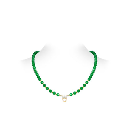 Pre-order Golden time collection: Modern Green chalcedony beads necklace (Unisex, multi-fuction)