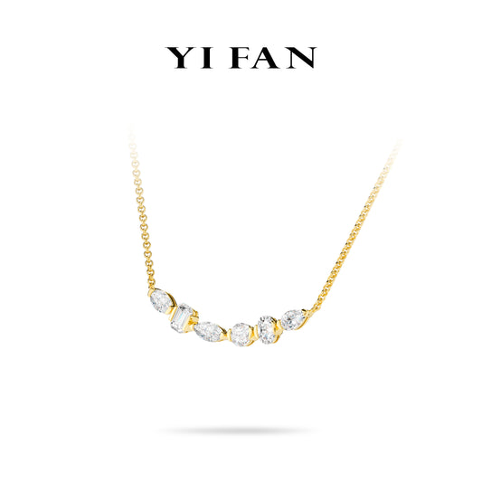 Minimalist collection: Modern Mixed-cutting "Golden Smile" delicate Necklace