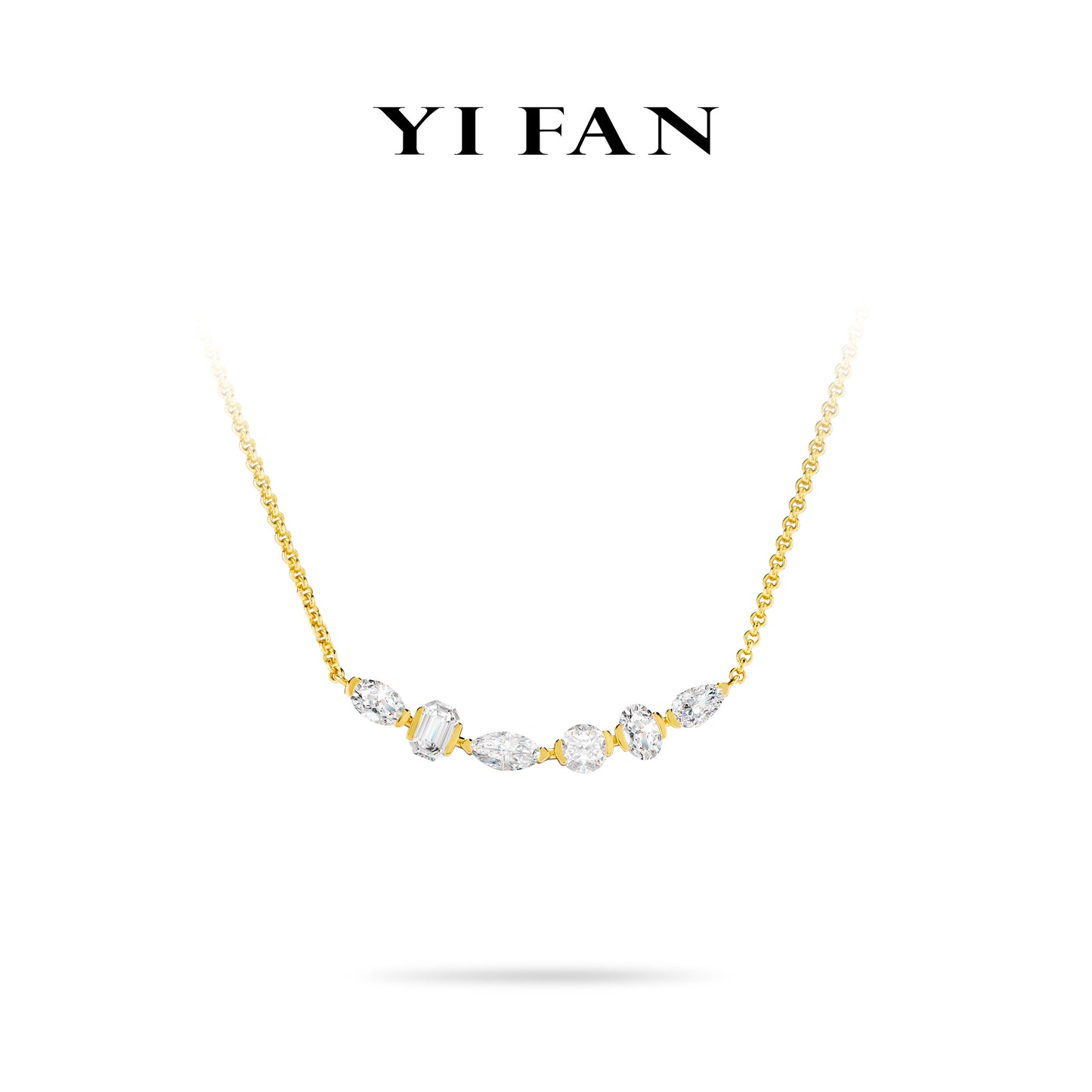 Minimalist collection: Modern Mixed-cutting "Golden Smile" delicate Necklace