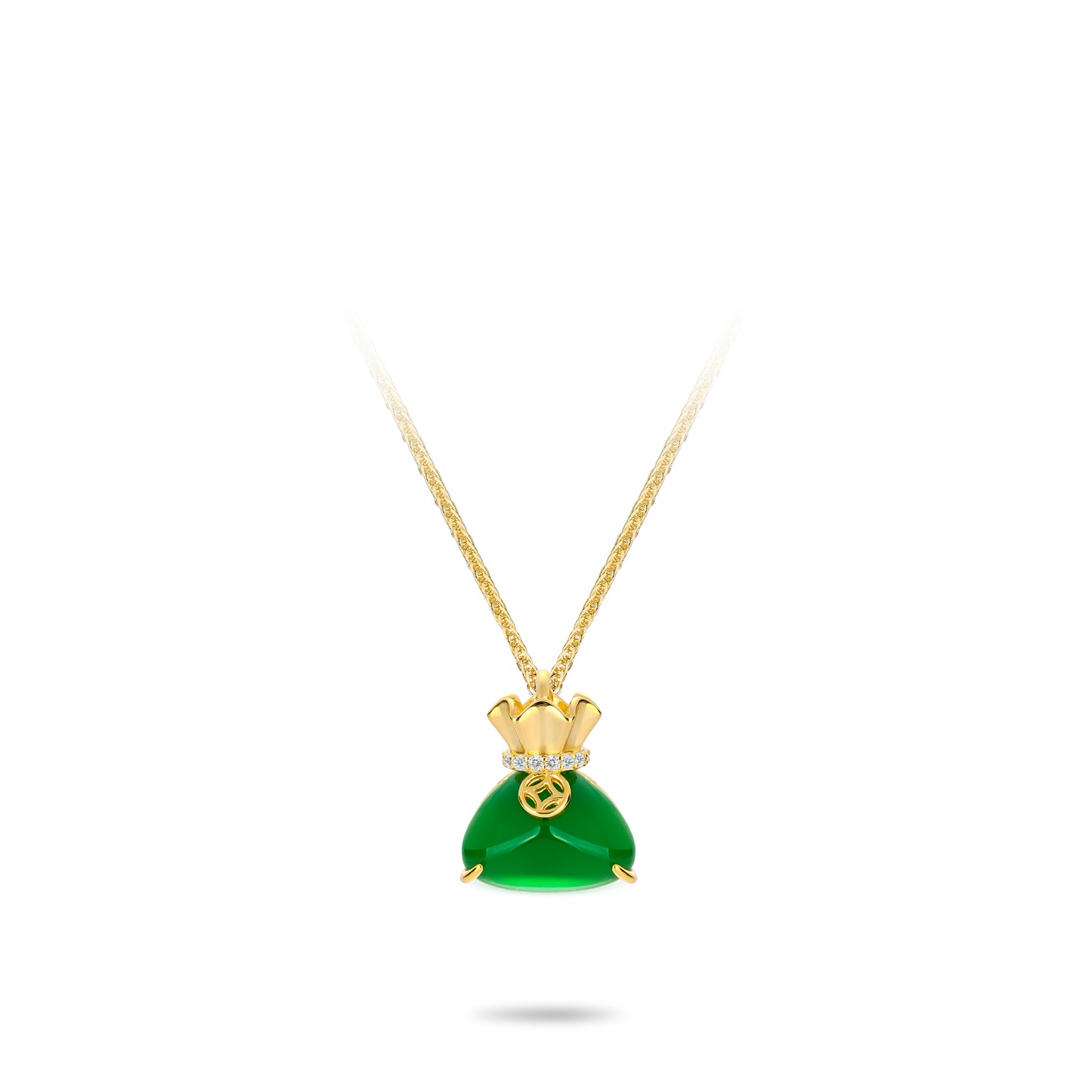 Welfare Exclusive: Modern Green jade "Treasure Bag" Pendant Necklace