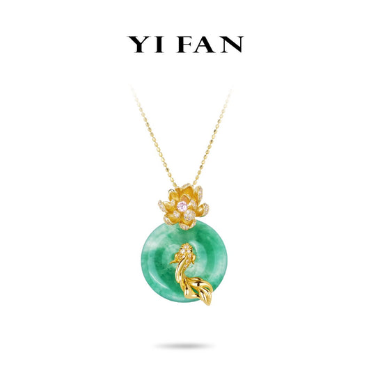 High Jewelry collection: Luxury Dulong Jade Amulet “Lucky Koi fish ” Necklace