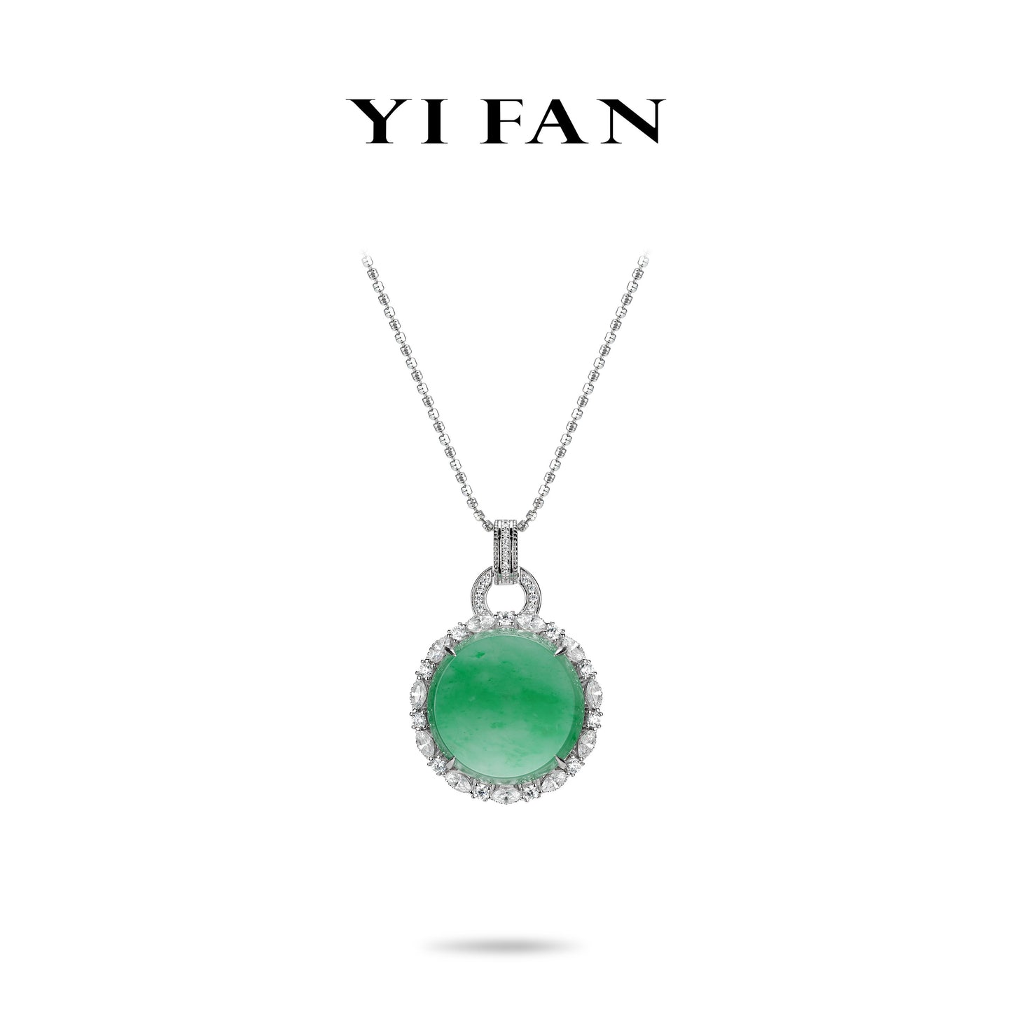 High Jewelry collection: Premium Green Blossom Jade "Amulet" Modern Necklace