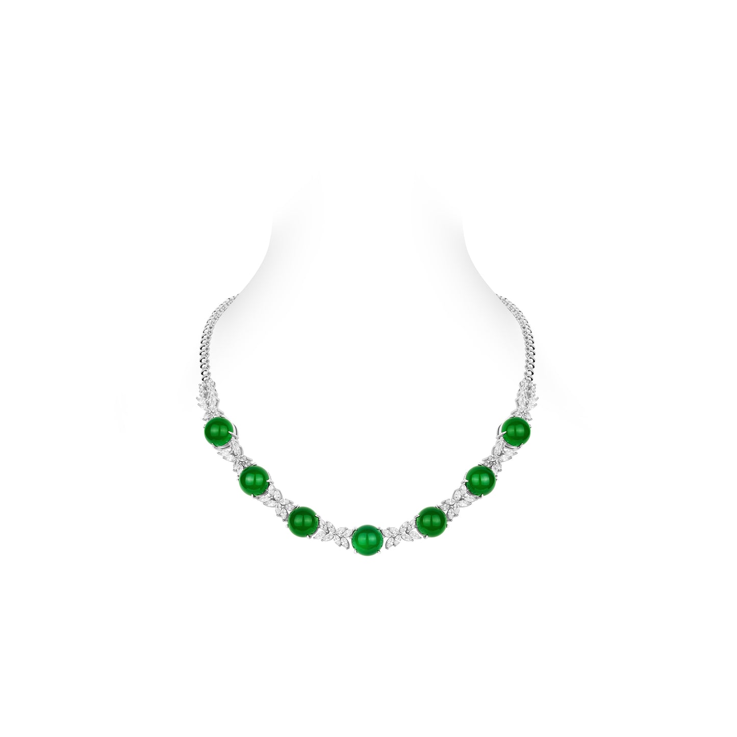 Welfare Exclusive: Modern Green jade "Legendary luminous pearls" Tennis Necklace