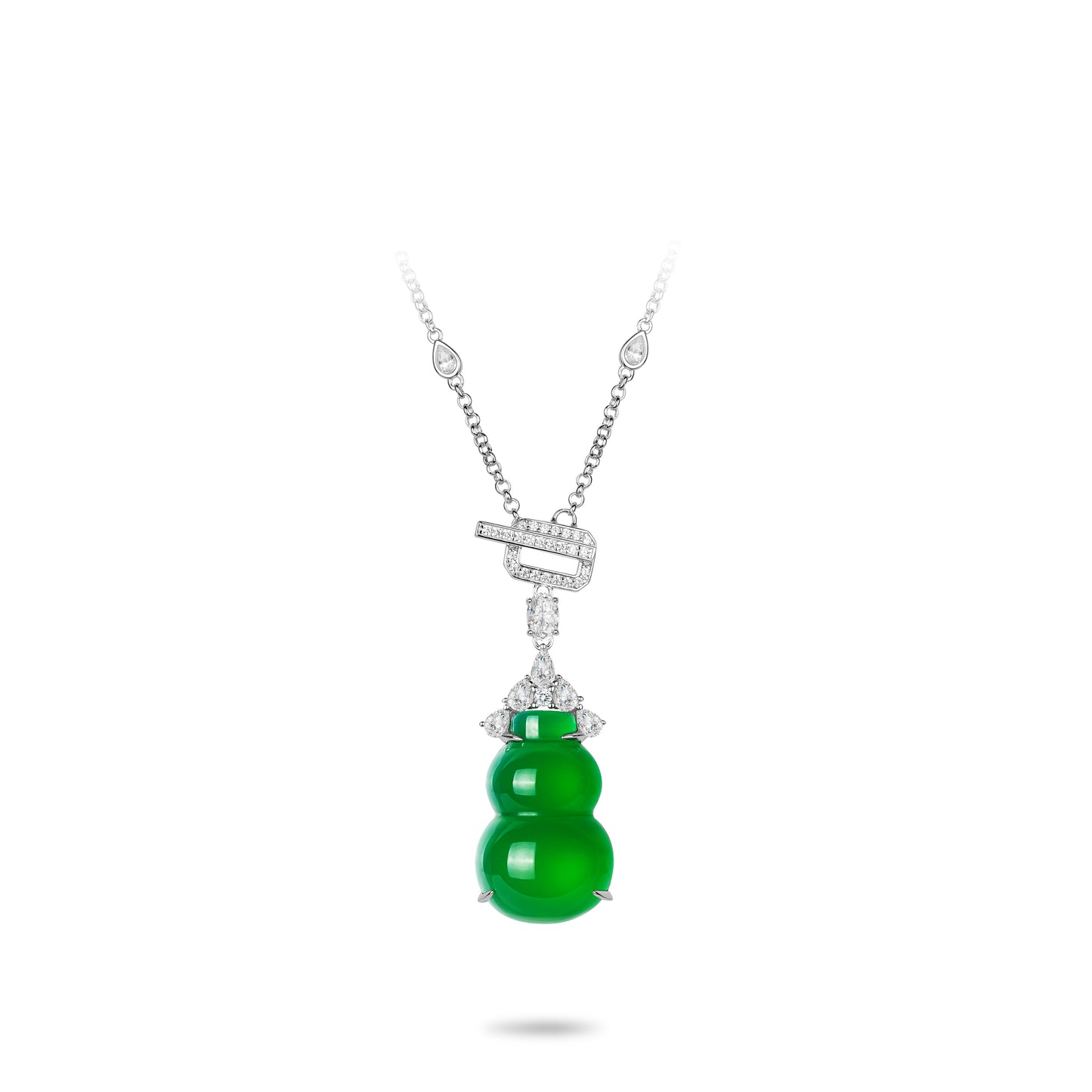 Pre-order Welfare Exclusive: Modern Green chalcedony "bottle gourd Hulu" Unique chain Necklace