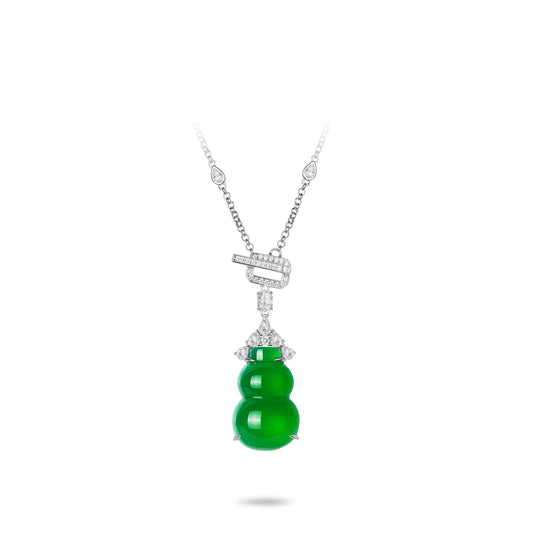 Pre-order Welfare Exclusive: Modern Green chalcedony "bottle gourd Hulu" Unique chain Necklace