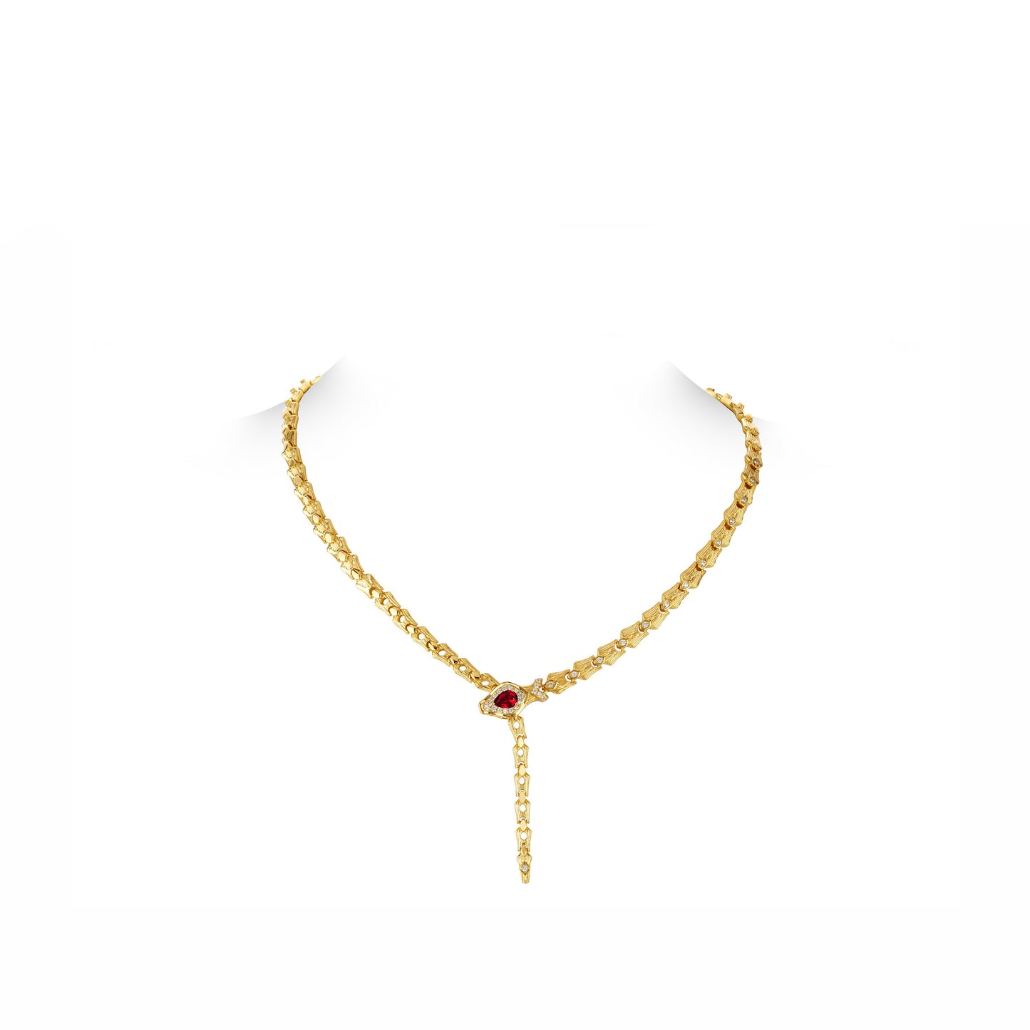 Pre-order Golden time collection: Modern "Red Wine droplet" Spiritual Snake Necklace