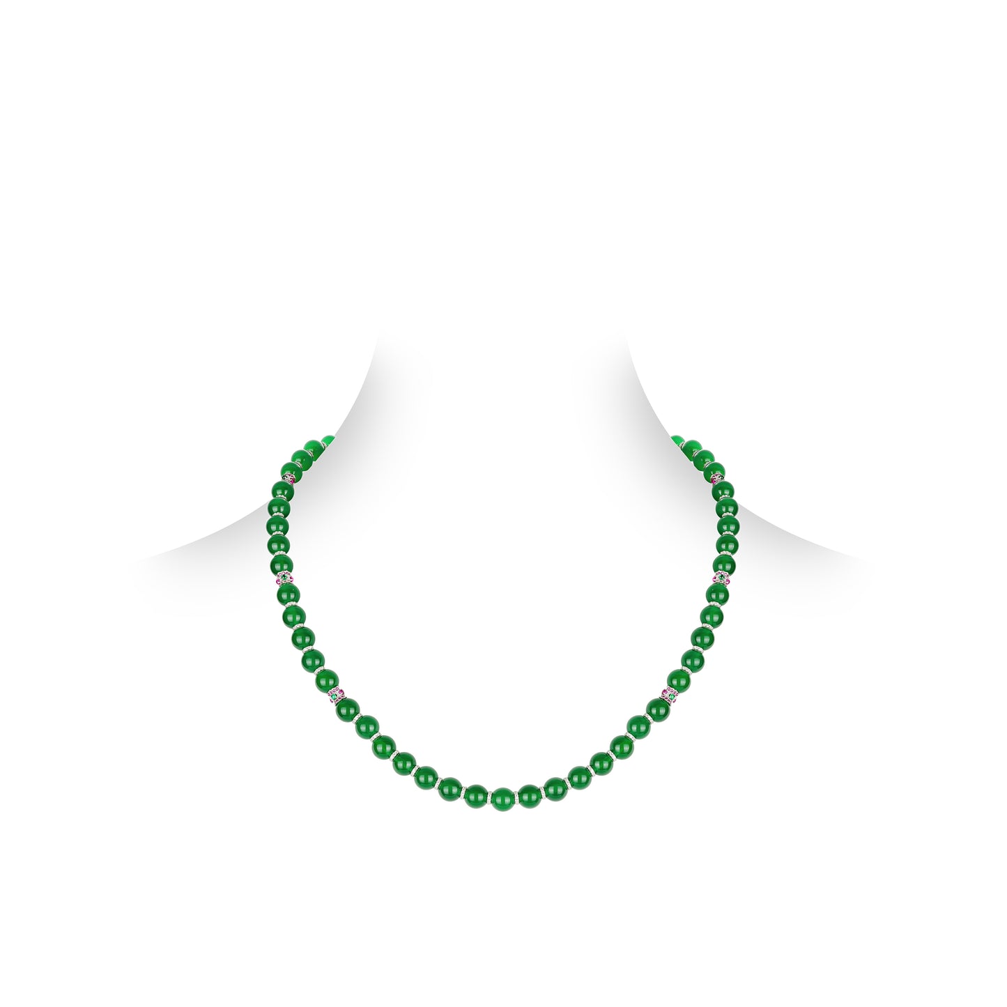 Pre-order High Jewelry collection:"Treasure beads" Green jade detailed Long necklace
