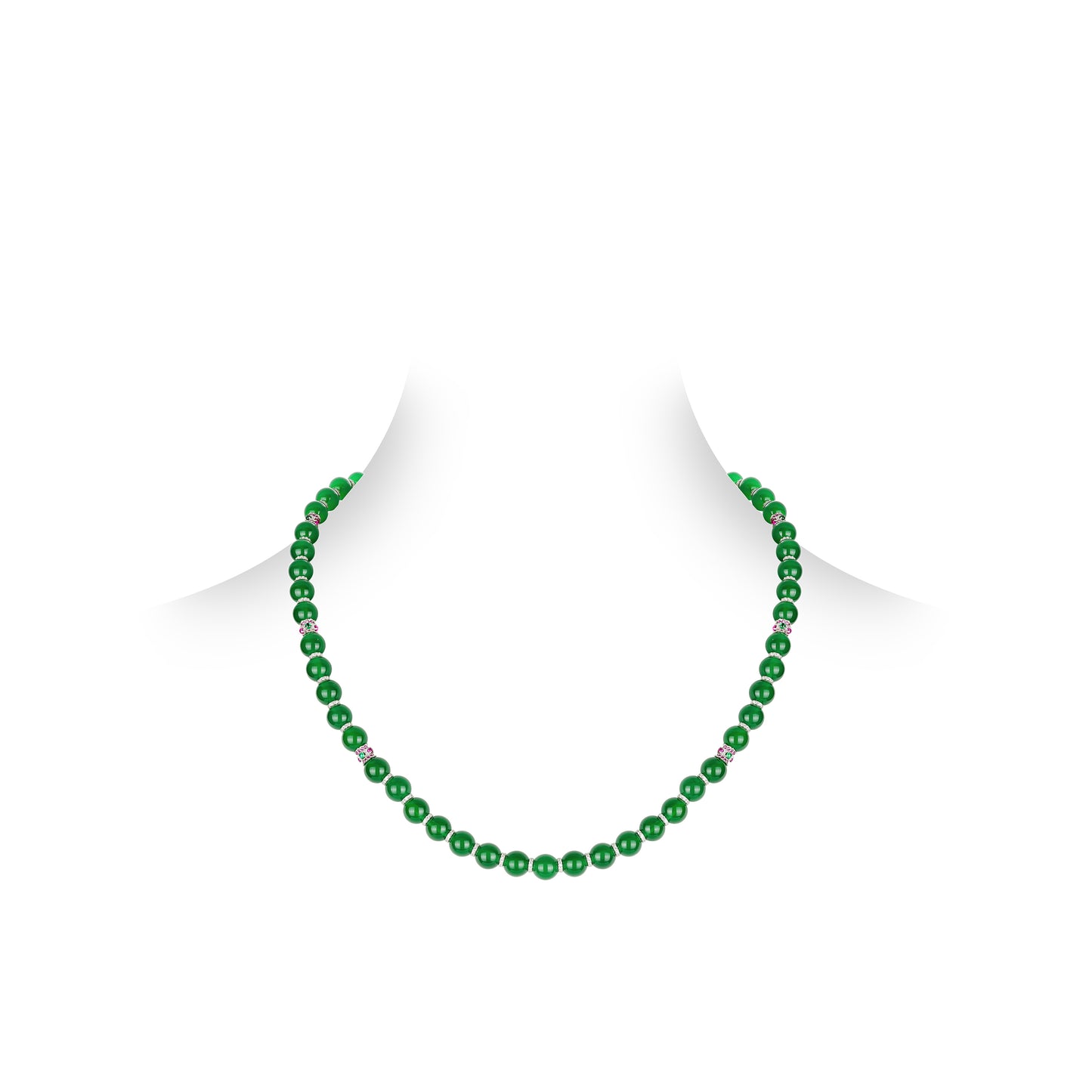 Pre-order High Jewelry collection:"Treasure beads" Green jade detailed Long necklace