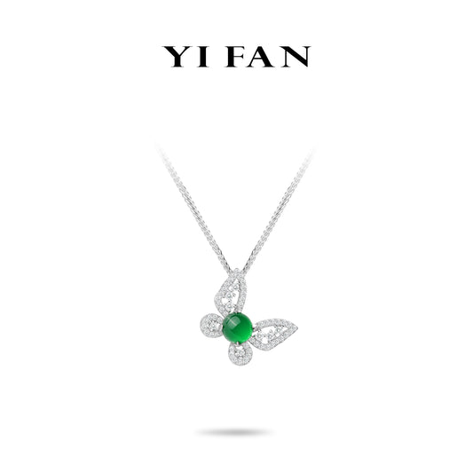 Pre-order Welfare Exclusive: Modern Green chalcedony “Hollowed Butterfly” Pendant Necklace