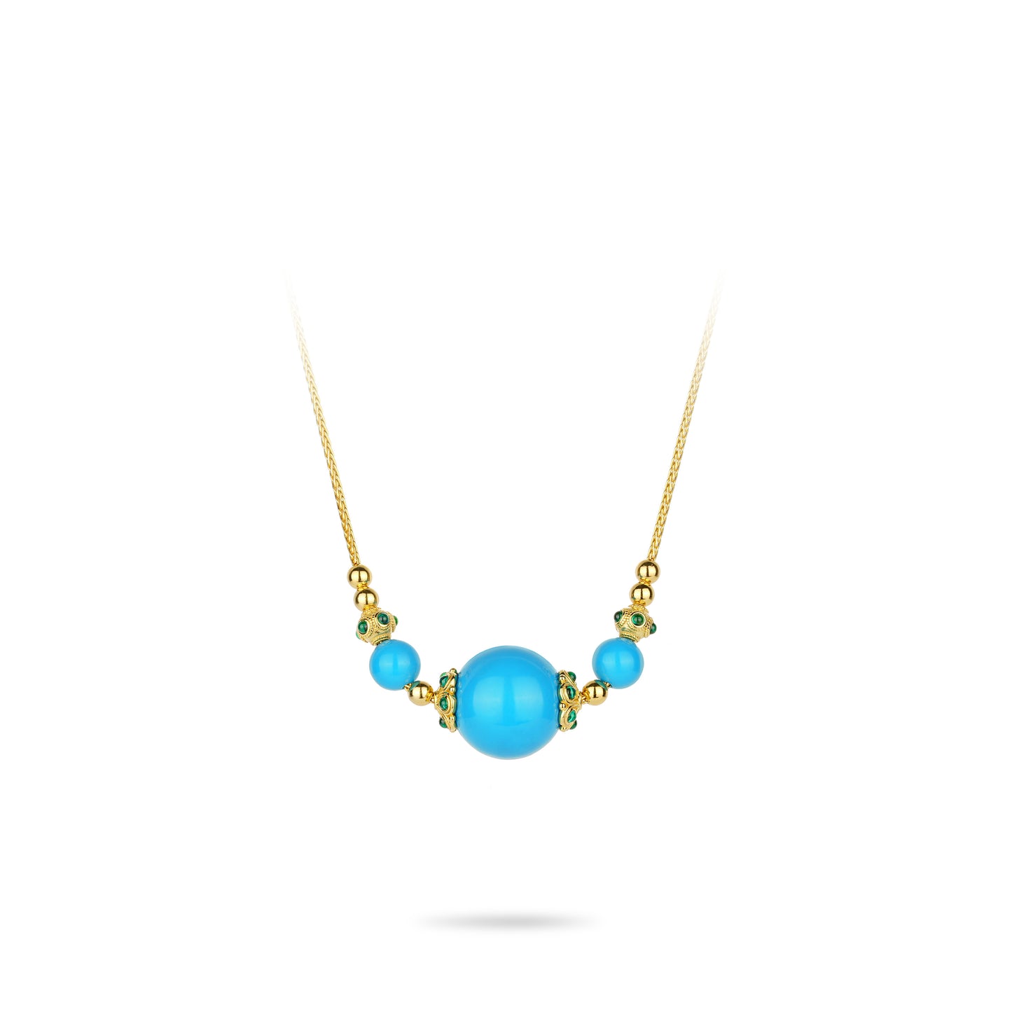 Golden Time Collection: Vintage style Dyed Blue Turquoise "Threesome" detailed Necklace